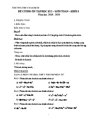 Đề cương ôn tập học kì I môn Toán Khối 8 - Năm học 2019-2020 - Trường THCS Mai Dịch